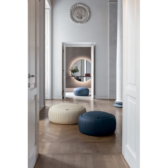 Tonin Casa PLISSÈ T7335 Pouf rotondo rivestito in ecopelle con contenitore